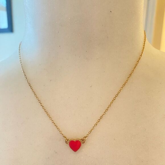 Kate Spade Pink Enamel Heart Necklace - Picture 1 of 4